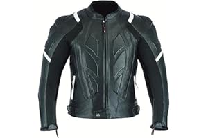 JACKET4U Perforierte Motorrad Lederjacke Gepanzerte und Mode Biker Lederjacke Mit Außenschutz Für Herren MBJ-24A