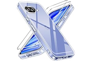 ivoler Nie Vergilbung Klar Hülle für Google Pixel 9A, 1 Handyhülle mit 2 Stück Panzer Schutz Glas, [Militärischer Schutz] Stoßfest Transparent Schutzhülle Dünn Durchsichtige Case