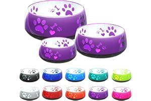 elropet Dog Bowl, Food Bowl, Water Bowl, Non-Slip, S/M/L (S 1,010 ml, Medium Dogs), Purple
