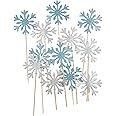 Frozen Cupcake Toppers - 20 Pcs Snowflake Cake Decorations for Birthday, Wedding, Party Cake Toppers with Toothpicks