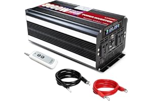 Cantonape Power Inverter 3000W/6000W Peak DC12V to AC 230V 240V Converter Universal sockets with Soft Start, Voltage Display for Car Caravan Camping Boat
