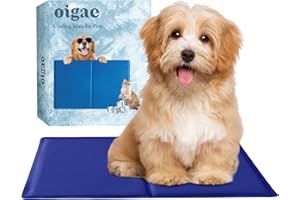 OIGAE Kühlmatte für Hunde, Kühlmatte Katze,Blau Gel Kratzfest rutschfest Weich Wasserabsorbierend Geruchlos Hundedecke für Sommer Ungiftige Gelauflagen 50X40CM