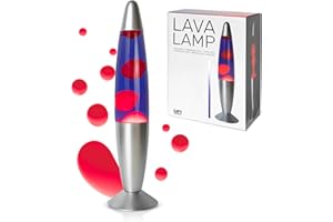FISURA GIFTMARKET - Lámpara de lava roja y morada. Lámpara de mesita de noche con 2 bombillas incluidas. Regalo adolescentes divertido. Lámpara retro de 34 x 8,5 cm.