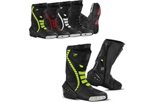 SUPER BIKERS Motorcycle Rider Boots Leather Waterproof Racing Shoes Men's Motorbike Touring CE Armour Leather Boot Green