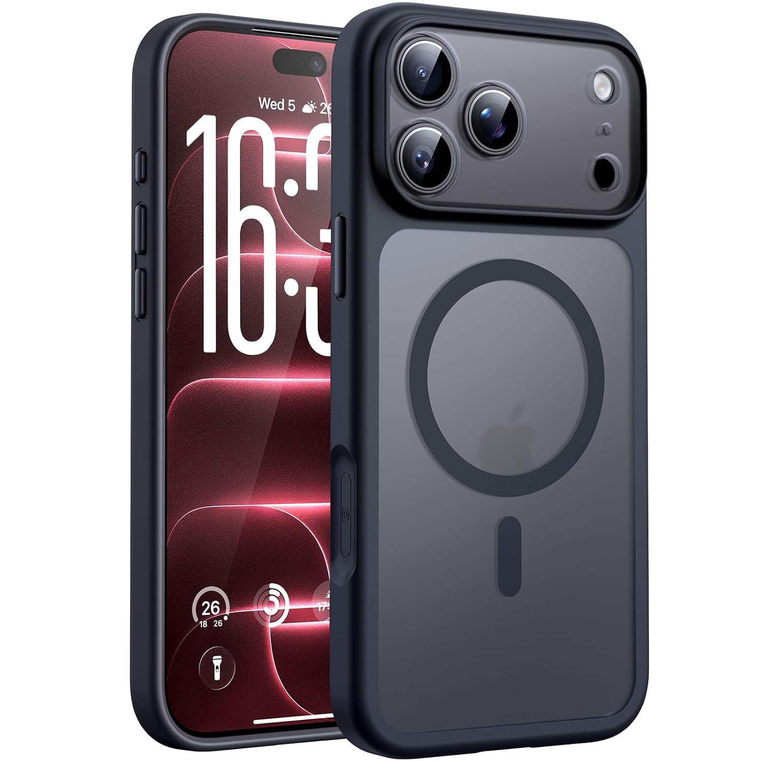TOCOL Cover per iPhone 18 Pro, Compatibile con MagSafe, Nero | Anello Magnetico Incorporato, Protezione Fotocamera Integrata & Tasto Fotocamera, Custodia Traslucida Opaca Antiurto Militare