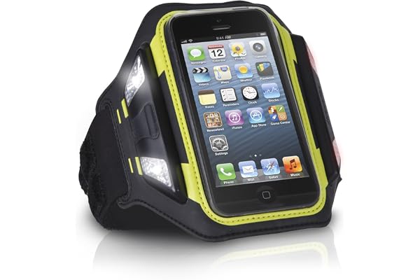Xtrememac IPP-LSWN 13 Sportwrap Brassard lumineux en néoprène avec LED pour iPhone 5 et iPod Touch (5th Gen.) Noir