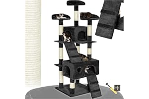 tectake® Arbre à Chat très Solide Griffoir pour Chat en sisal H170 cm, Maison pour Chat Jeux Chat Appartement avec Grattoir Chat Niche Chat Couchage Chat Echelle pour Chat Accessoire Chat