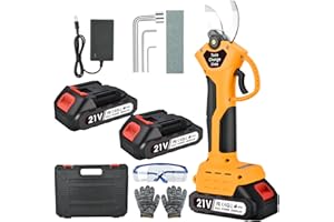 BILIVRY Tijeras de Podar Electricas, Diámetro Máximo de Corte de 30MM, Podadora de Frutas con Batería de 21 V, Podadora Eléctrica Recargable de 2 PCS 2000 mAh Para Jardín, Ramas, Macizo de Flores(Jaune)