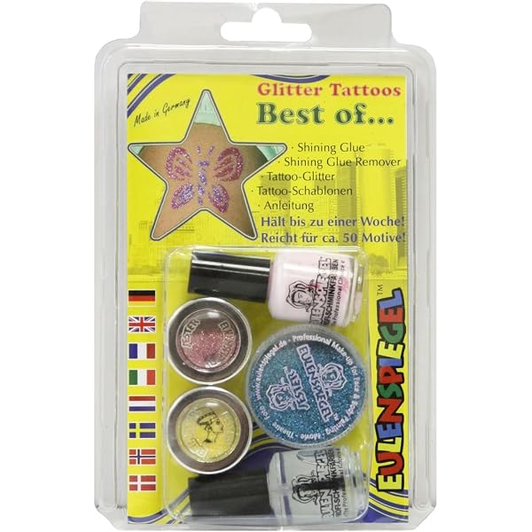 Glitzer-Tattoo Set Von Eulenspiegel – Mit Schablonen & Glitzer Für Karneval & Mottoparty