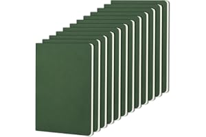 ZCZN 12-pack anteckningsblock A5, linjerad A5 anteckningsbok, 30 ark/60 sidor linjerat anteckningsblock i mörkgrön kraft för