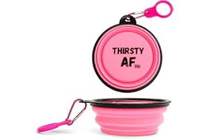 THE DOG LADY (TDL) TDL Collapsible Dog Bowl, Collapsible Dog Water Bowls for Dogs & Cats, Portable Dog Food Water Bowl with Carabiner & Bottle Holder -Small 350ml, Pink)