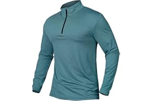 CARWORNIC Herren Langarmshirt Half Zip Sportshirt Laufshirt 1/4 Zip Pullover Leicht Atmungsaktiv Gym Jogging Trainingsshirt mit Stehkragen