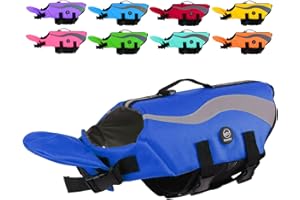 EMUST Dog Life Vest, Adjustable Dog Life Jacket with Front Float, High Visibility Reflective Strips, Royal Blue, Medium