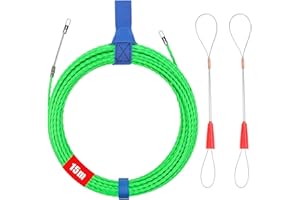 BILIPLE Fish Tape Cable Puller 15M/50FT Width 4mm Polyester Wall Wire, Lead Wire Cable rods with Metal Connector & Wire Harness Strong Traction for Electrician, Telecom, Drywall Installation