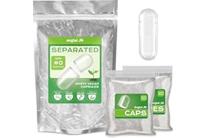 ‎ANGTAI JN Angtai JN Vegane Leerkapseln 0 Getrennt (1000 Stück), leere Kapseln zum befüllen Größe 0 für DIY Ergänzung Füllen, Vegane Kapseln leer 0 getrennt kompatibel mit Kapselfüller 0