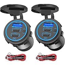 Presa USB Auto 12V/24V Con Doppia Porta QC 3.0 E USB C PD3.0 – Kit Ricambio Accendisigari Con Voltmetro E Interruttore Per Auto, Barca, Camper - 2