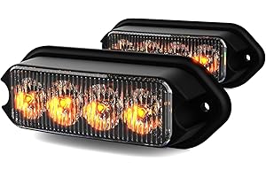 KAMOPA 2PCS LED Feux Stroboscopique, 4 LED Lampe Flash Stroboscope Feux Clignotant Warining Beacon Lights Barre Lumière d'urgence,12V/24V Montage en Surface, Ambre