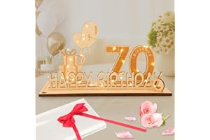 70th Birthday Gifts for Women Men, Seutgjie 70th Birthday Decorations with LED Fairy Lights Bow Knot and Gift Paper for 70 Years Women Men for Wedding Anniversary Table Decoration