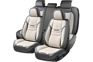 Coverado Car Seat Covers Full Set, Universal Auto Seat Protector Nappa PU Leather, Waterproof Car Seat Cushion, Automobile Seat Covers Front and Back Fit for Most Cars, Pick-up Truck,Vans