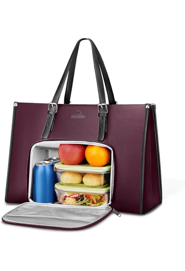 Sac Fourre-tout 2 En 1 Avec Compartiment à Déjeuner Isolé - Cuir Oxford - Transformable Sac Travail / Pique-nique - Blanc, Noir, Vert