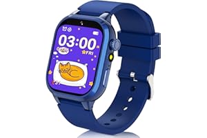 KESASOHE Montre Connectée Enfant, Montre Intelligente Enfant Filles Garçons avec 32 Jeux, MP3 Lecteur de Musique, Caméra, 13 Réveil, Podomètre, IP68 étanche MontreEnfants Jouets Cadeaux d'anniversaire 3-12