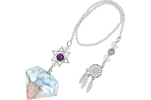 Amogeeli Cristal Pendule Divinatoire Chakra Pendentif Pierre Naturelle Divination Etoile de David Pendule Radiesthésie Ésothérisme Bracelet pour Prévoir, Aquamarine