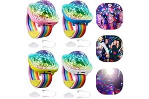 RIRIDAMAI Discokugel Armband Partylicht, 4 Pack Musikgesteuert Disco Ball Licht USB Wiederaufladbar mit Saugnapf, Mini Led Licht Sternenhimmel Projektor Lampe, Disco Licht für Kind Party Auto Tanzen DJ