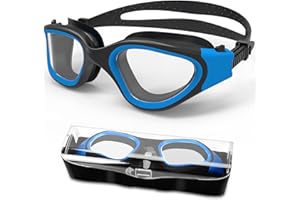 HOTSRACE Gafas de natación polarizadas Anti-vaho Protección UV Impermeable, Gafas Natación visión Clara fáciles de Ajustar para Hombres, Mujeres, Adultos y Adolescentes
