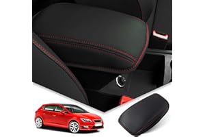 BIBIBO Funda para reposabrazos compatible con Seat Leon MK3 5F FR ST/Cupr-a Leon 2012-2019, cubierta para consola central, protección reposabrazos, antiarañazos, decoración para consola central, rojo