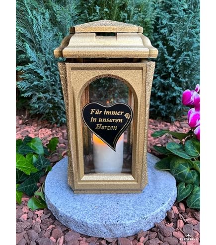 Lanterne Funéraire Avec Motif Arbre - 29,5 Cm De Hauteur - Couleur Or - Bougie Funéraire - Lanterne Funéraire - Lanterne De Jardin Avec Bougie