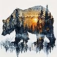 5D Diamond Painting Kits For Adults ,Animal Bear Forest Scene Diamond Art Kits For Adults Beginner,DIY Full Drill Diamond Dots Paintings With Gem Art and Crafts For Adults Home Wall Decor 12x16inch