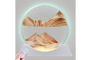 Aoderun 12" Moving Liquid Motion with Light 3 Color Changing Sand Art Picture Round Glass 3D Deep Sea Sandscapes for Adult Relaxing Toys Desktop Home Office (Orange)