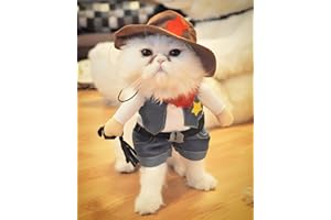 DELIFUR Weihnachtskostüme,Der Cowboy für Party Weihnachten Special Events Kostüm,West Cowboy Uniform mit Hut, Lustiges Haustier Outfit Kleidung für Hund Katze (M)