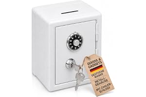 GOODS+GADGETS® Sparbössa med Kombinationslås - Mini Kassaskåp | Metall spargris 12,5 x 10,2 x 18,5 cm - säker förvaring av my