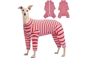 Kuoser Hundebody Nach Op, Hundebody Nach Kastration, Op Body Hund Kastration Hündin, Hundebody Mit Beinen, Body Für Hunde Nach Op，Hundepyjama für Kleine Mittelgroße Hunde Rosa XL