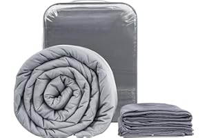 ‎WINTHOME Winthome Gewichtsdecke mit Bettbezug 140x190cm7.2kg, Weighted Blanket Lauschig, Anti Stress Therapiedecke, Schwere Decke zum Tiefen Schlafen und Bessere Erholung, Heavy Blanket Erwachsene (Grau)