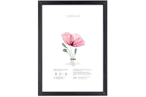 Lupia - Cornice Portafoto da Parete in Legno Optical, Design Moderno e Elegante, Facile da Appendere, Produzione Italiana, per Foto, Stampe Artistiche, Poster, Quadri Moderni 60x80 cm/Nero