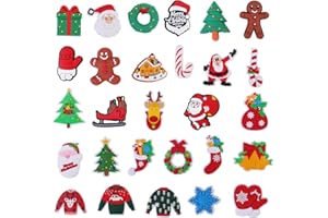 ZSTNPP 28 PCS Shoes Charms for Christmas, Cartoon Pattern X-mas Croc Charms, PVC Shoe Accessories Gifts for Boys Girls Man Women Wristband, Shoe Decorations Party Gifts