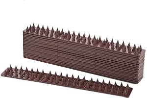 EXLECO 20 sztuk, 6 metrów, plastikowe, brązowe, odstraszające wróble, ptaki, kolce, ptaki, kolce, 3-rzędowe tworzywo sztuczne, kolce do obrony przed zwierzętami, dla kotów, wróbli, kun, gołębi