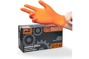PACIFIC PPE PACIFIC 8-mil Orange Nitril Einweghandschuhe, Heavy-Duty, Industriell, Mechanisch, Diamantstrukturiert, Latexfrei, Puderfrei, EN 374, M
