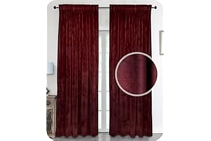 BEAUTEX Samt Vorhang Kräuselband U-Band Gardine Velvet abdunkelnd und Blickdicht, 140x245 cm (Breite 140 cm, Höhe 245 cm, Bordeaux)