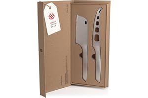 LARS NYSØM Set de couteaux à fromage 2 pièces I Set de couteaux en acier inoxydable I composé d'un couteau pour le fromage à pâte molle et d'un à pâte dure (Stainless Steel)