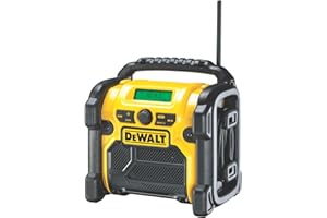 DEWALT DCR019-QW - Radio compacta 18V XR Li-Ion, Cable de alimentación de 1.8 m, Radio FM/AM, Puerto auxiliar, Negro/Amarillo