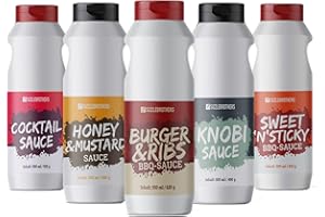 ‎SIZZLEBROTHERS SizzleBrothers Grillsaucen Set 5 x 500 ml | Cocktail Sauce, Honey & Mustard Sauce, Burger & Ribs BBQ Sauce, Knobi Sauce, Sweet 'n' Sticky BBQ Sauce | Grillsoße, Dip & Dressing