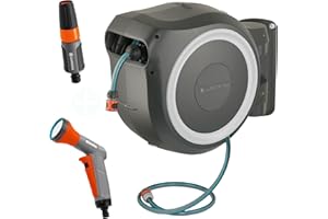 Gardena Wand-Schlauchbox RollUp XL 35 m Exklusiv für Amazon: flexible Bewässerung für große Gärten, Schwenkbare Schlauchbox, inkl. 35 m Qualitätsschlauch mit Brause & Reinigungsspritze (18632-60)