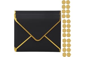 CCOMAGE 20PCS Retro Kraft Paper Gift Envelopes with Gold Border 18.5x13.5cm Invitation Envelopes V Flap Envelope Money Gift Card Envelope for Office Wedding Birthday Xmas Gift Card