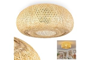 HOFSTEIN Lampa sufitowa Bauro, nowoczesna lampa sufitowa z metalu/bambusa w kolorze złotym/naturalnym, lampa w stylu boho z efektem świetlnym, ø50cm, 2x2 x E27, bez żarówki