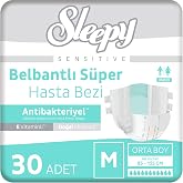 Sleepy Sensitive Antibakteriyel S&uuml;per Yetişkin Hasta Bezi Medium 30 Adet