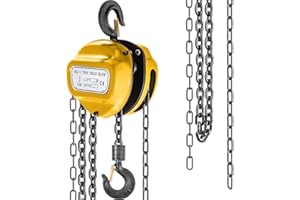 BestEquip Kettenzug 1 Tonne Kettenzug Manueller Kettenzug 3 m Block Kettenzug Handkette Hebezug mit zwei Haken Kettenzug Seilzug Seilzug Hebezug Seilzug Heben Zugausrüstung Gelb, 10ft