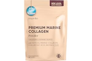 Inspiriko Marine Collagen Powder for Women - Marine Collagen with Hyaluronic Acid, Vitamin C, Biotin and MSM. Hydrolyzed Collagen Peptides Backed by 6 Clinical Studies, 30 Servings